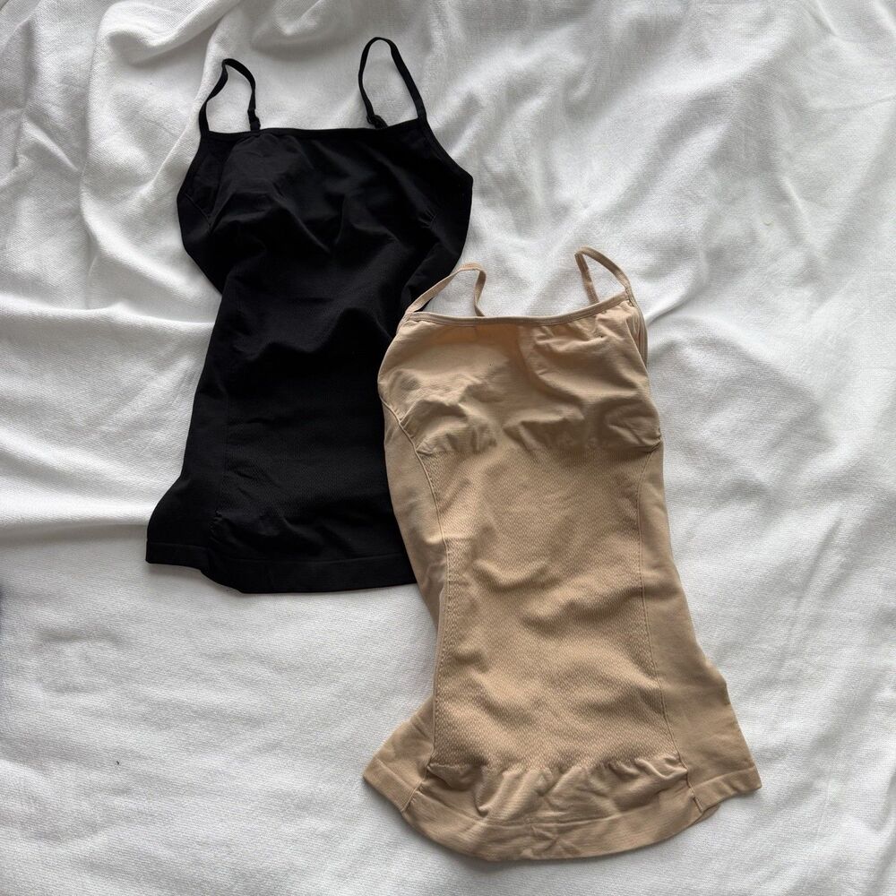 Nautica Shaping Top Shapewear Cami Set Black/Beige Size M 2-Pack